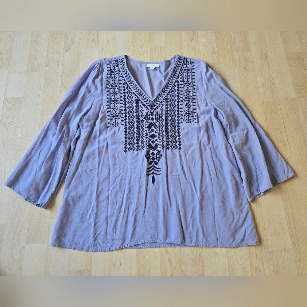 J.Jill Viscose Rayon Embroidered Tunic Top Size Medium